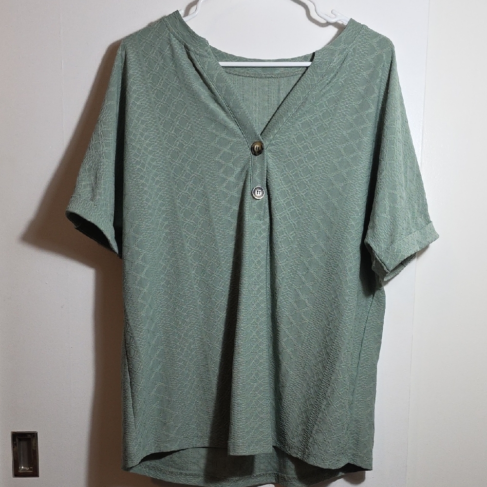 Green Button-Up Blouse